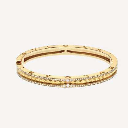 [Kincade Jewelrys]ZERO 1 SPIRAL AND PAVED DIAMOND GOLD BRACELET