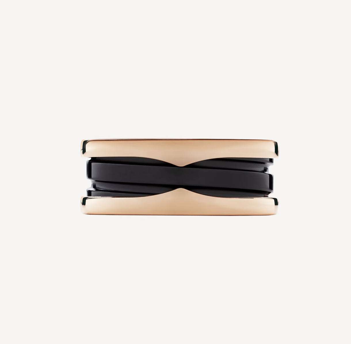 [Kincade Jewelrys]ZERO 1 TWO-BAND LOOPS AND BLACK CERAMIC PINK GOLD RING