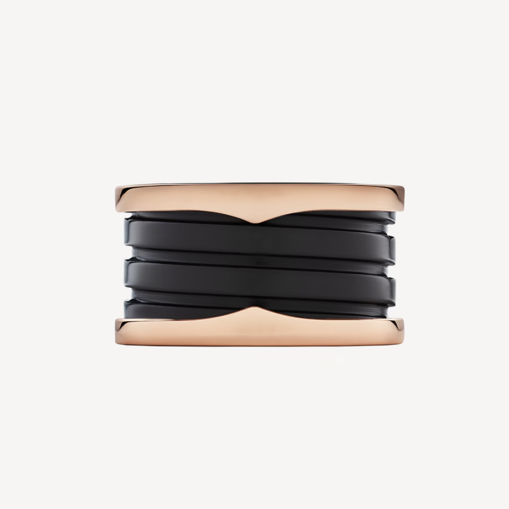 [Kincade Jewelrys]ZERO 1 FOUR-BAND LOOPS AND BLACK CERAMIC SPIRAL PINK GOLD RING