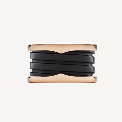 [Kincade Jewelrys]ZERO 1 FOUR-BAND LOOPS AND BLACK CERAMIC SPIRAL PINK GOLD RING