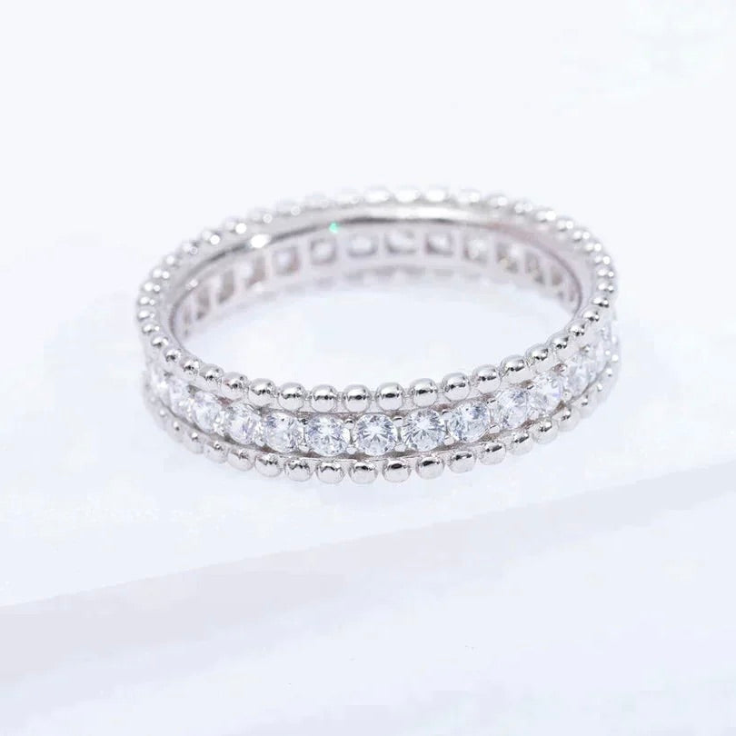 [Kincade Jewelrys] BAGUE PERLEE DIAMANT EN ARGENT