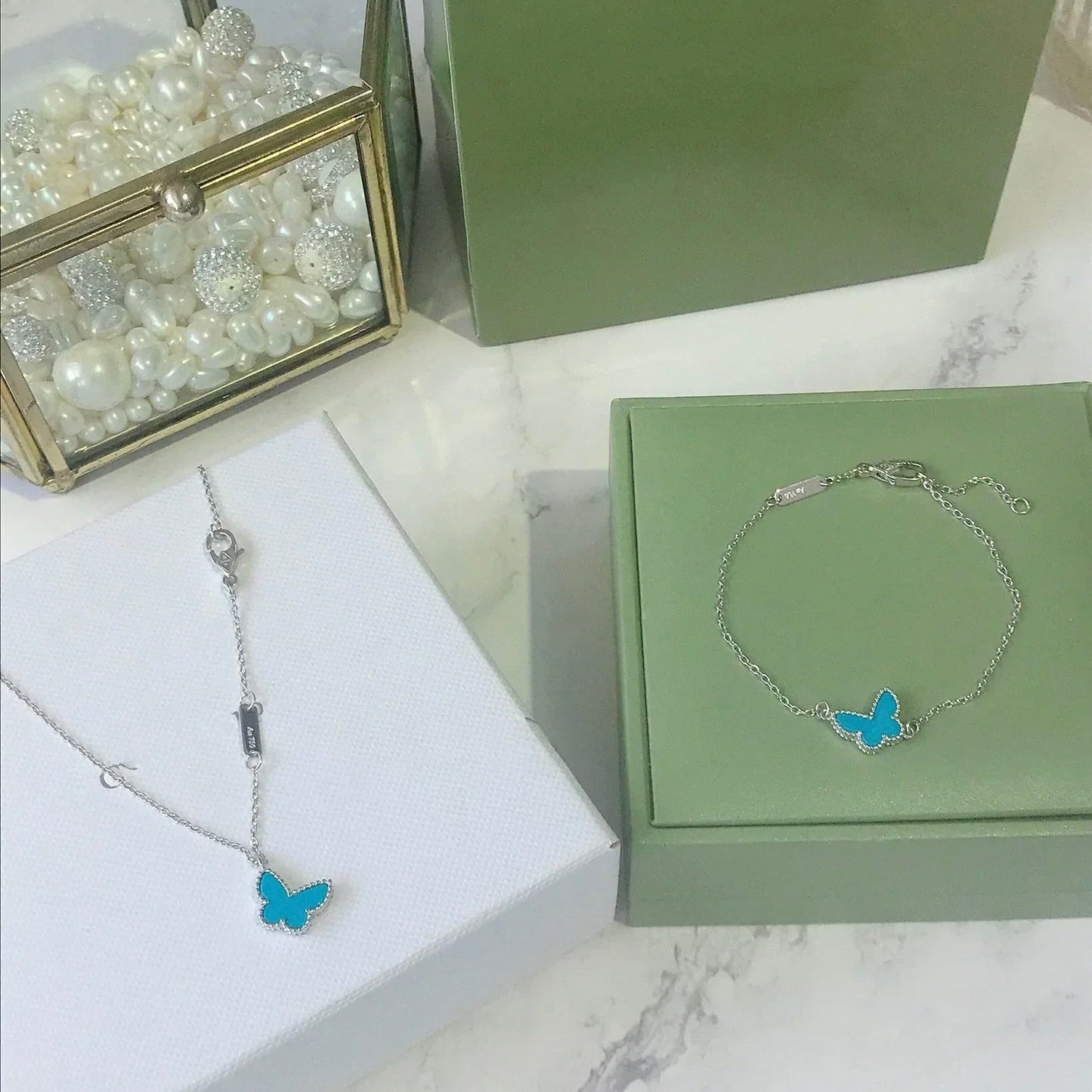 [Kincade Jewelrys]BUTTERFLY TURQUOISE BUTTERFLY BRACELET SILVER