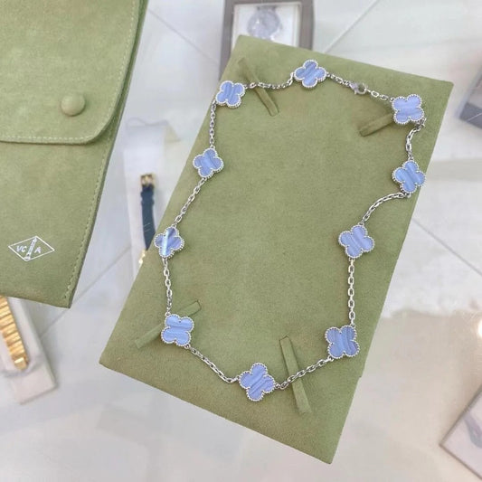 [Kincade Jewelrys]CLOVER 10 MOTIFS PURPLE CHALCEDONY NECKLACE