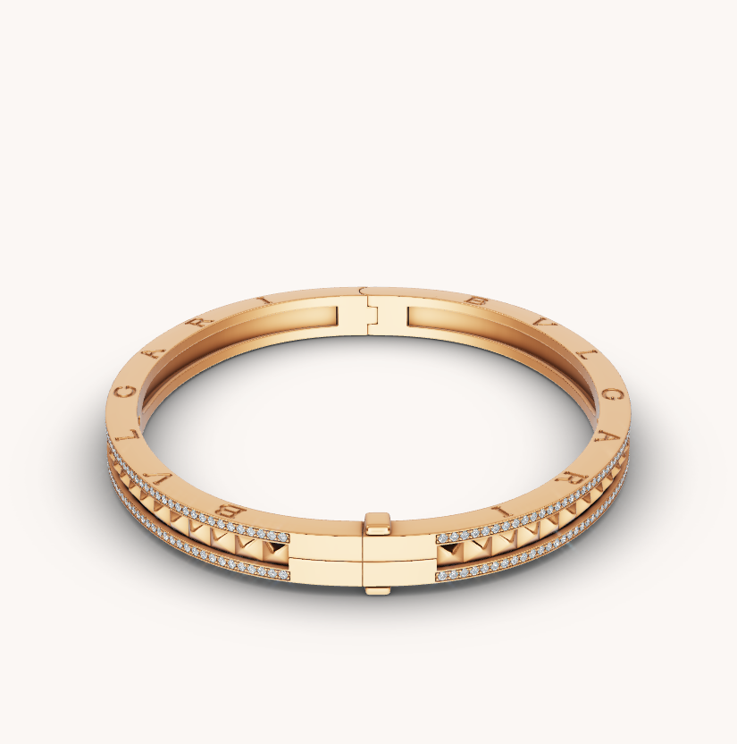 [Kincade Jewelrys]ZERO 1 SPIRAL AND PAVED DIAMOND GOLD BRACELET
