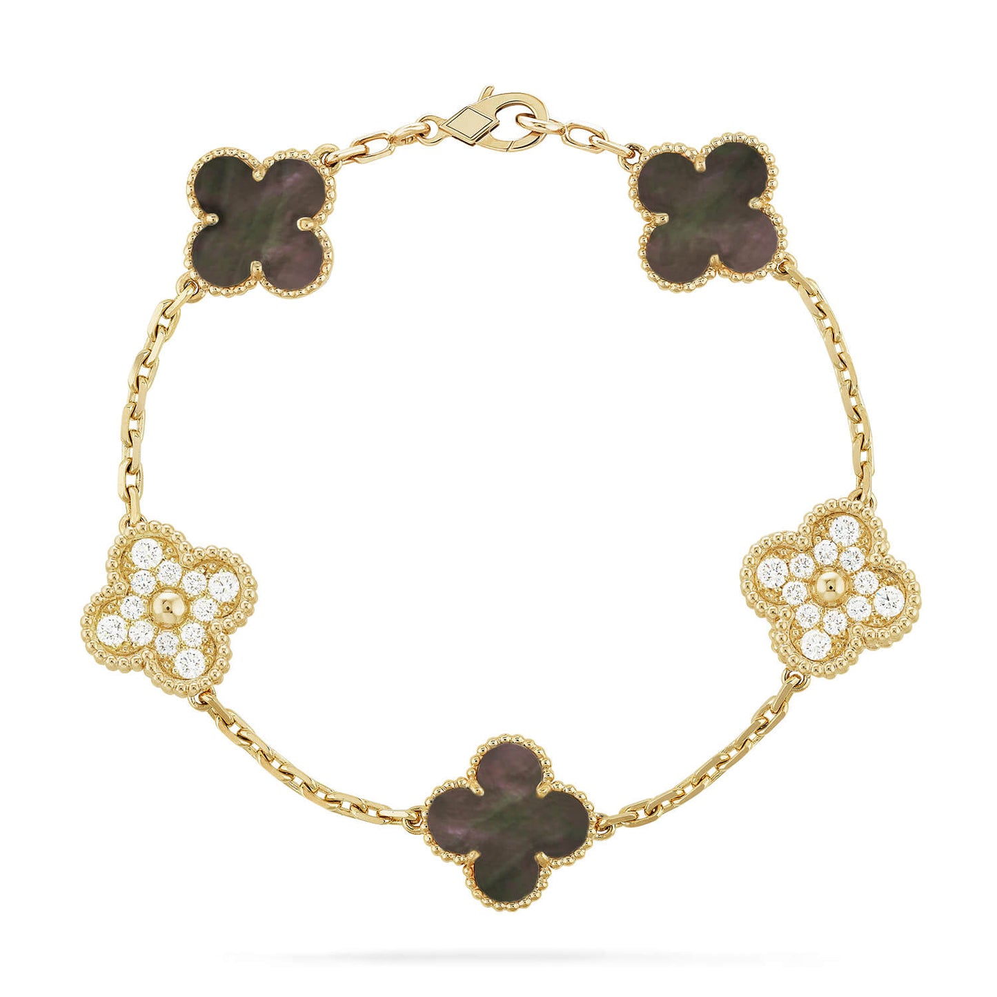 [Kincade Jewelrys]CLOVER 5 MOTIF GRAY MOP DIAMOND BRACELET