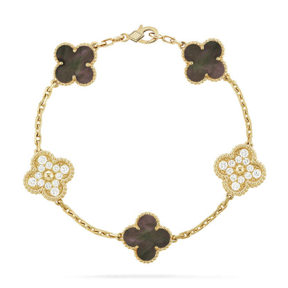 [Kincade Jewelrys]CLOVER 5 MOTIF GRAY MOP DIAMOND BRACELET