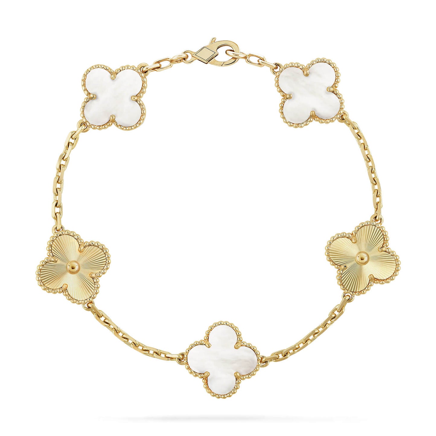 [Kincade Jewelrys] BRACELET LASER BLANC À 5 MOTIFS CLOVER