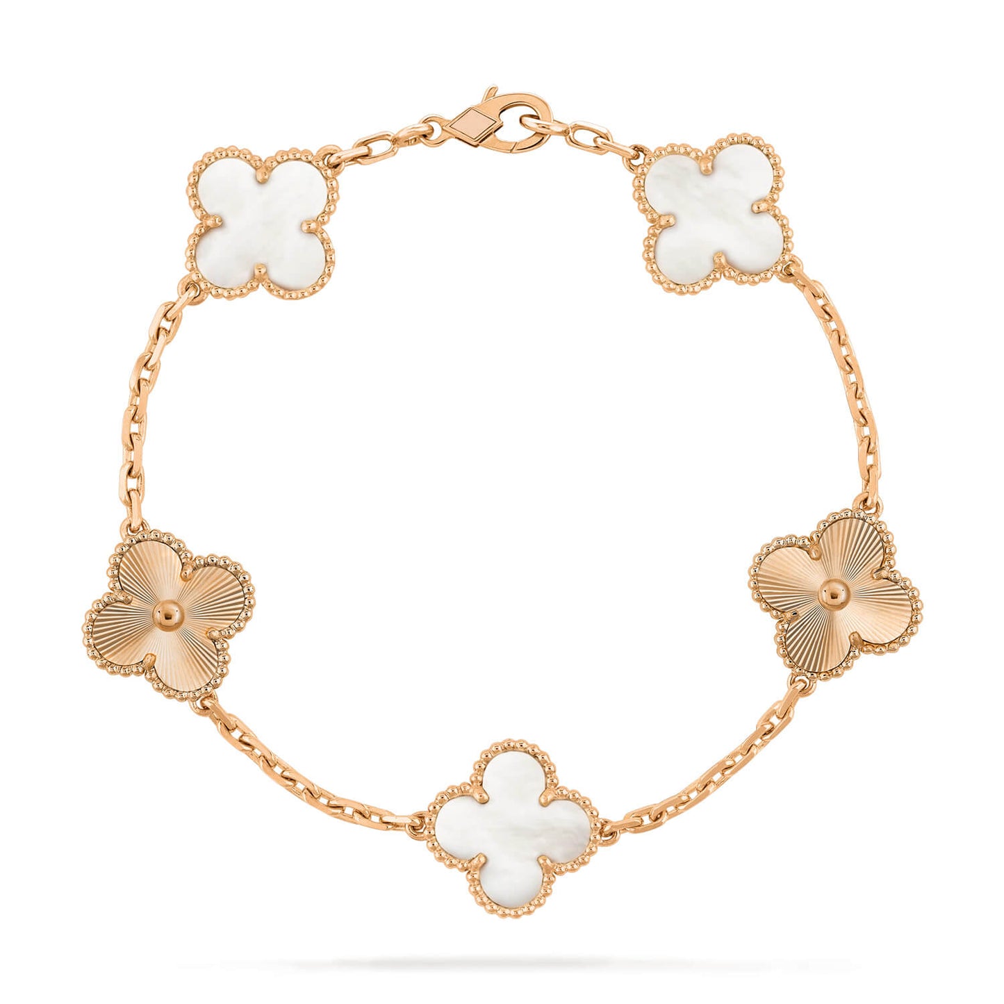 [Kincade Jewelrys] BRACELET LASER BLANC À 5 MOTIFS CLOVER