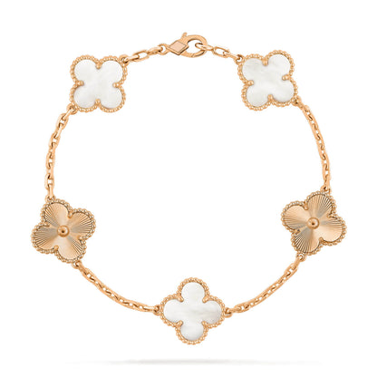 [Kincade Jewelrys] BRACELET LASER BLANC À 5 MOTIFS CLOVER