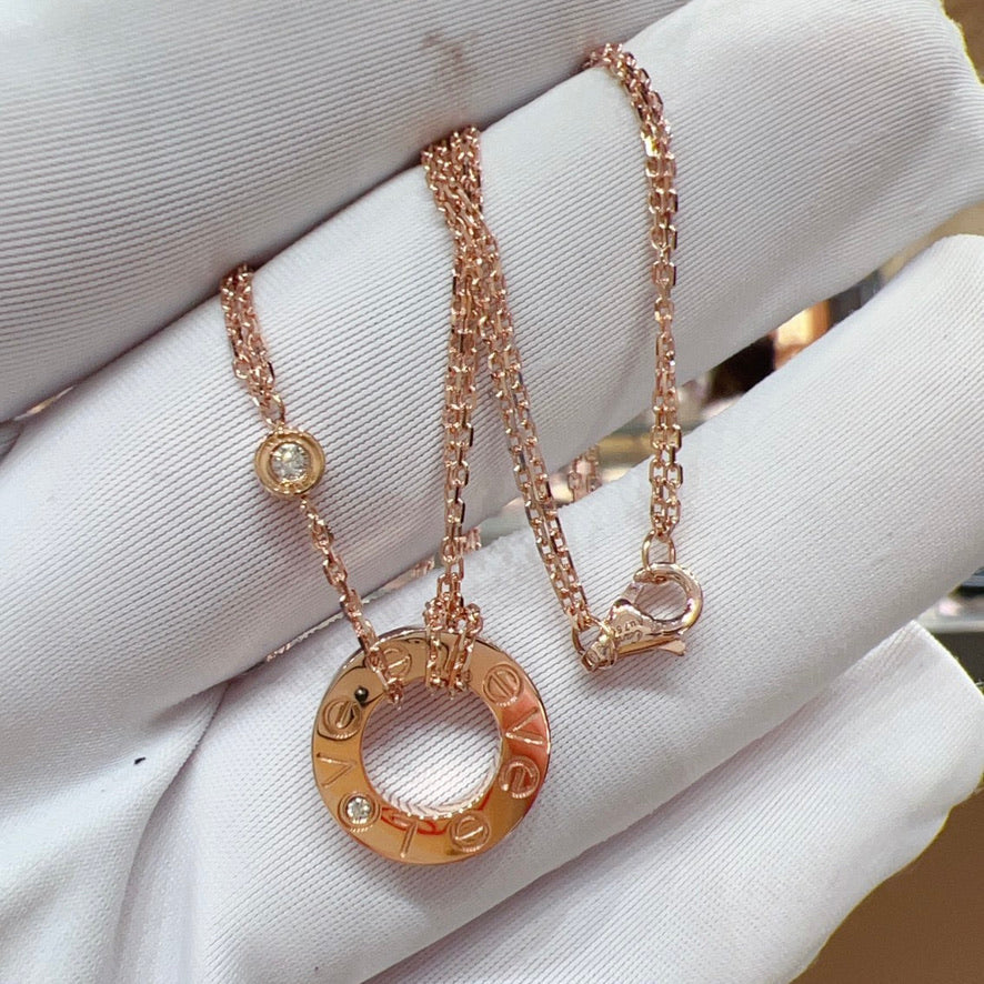 [Kincade Jewelrys]LOVE NECKLACE 16MM 2 DIAMONDS