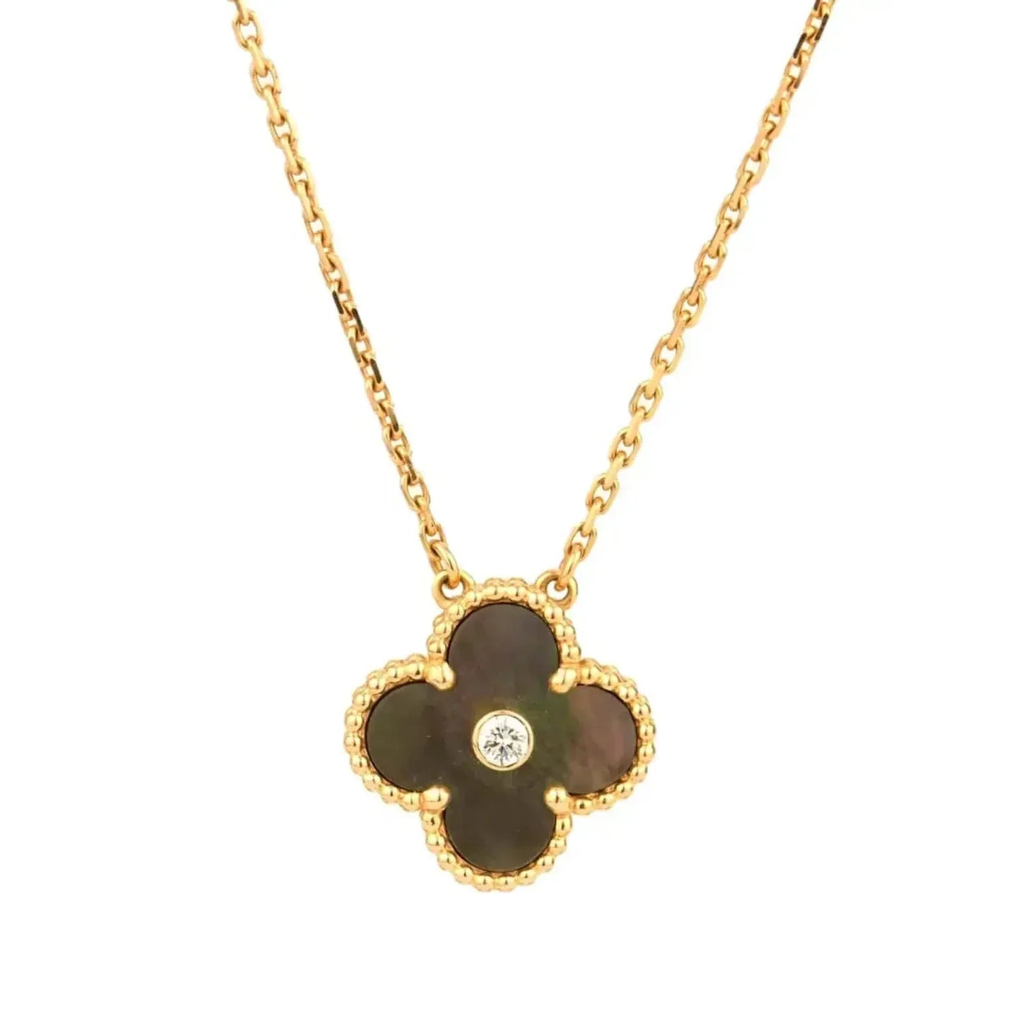 [Kincade Jewelrys]CLOVER 15MM DIAMOND AND MOTHER-OF-GREY NECKLACE