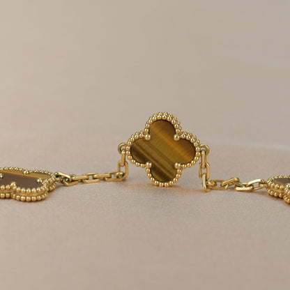 [Kincade Jewelrys]CLOVER  5 MOTIFS TIGER EYE BRACELET