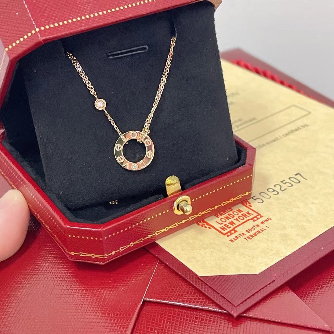 [Kincade Jewelrys]LOVE NECKLACE 16MM 2 DIAMONDS