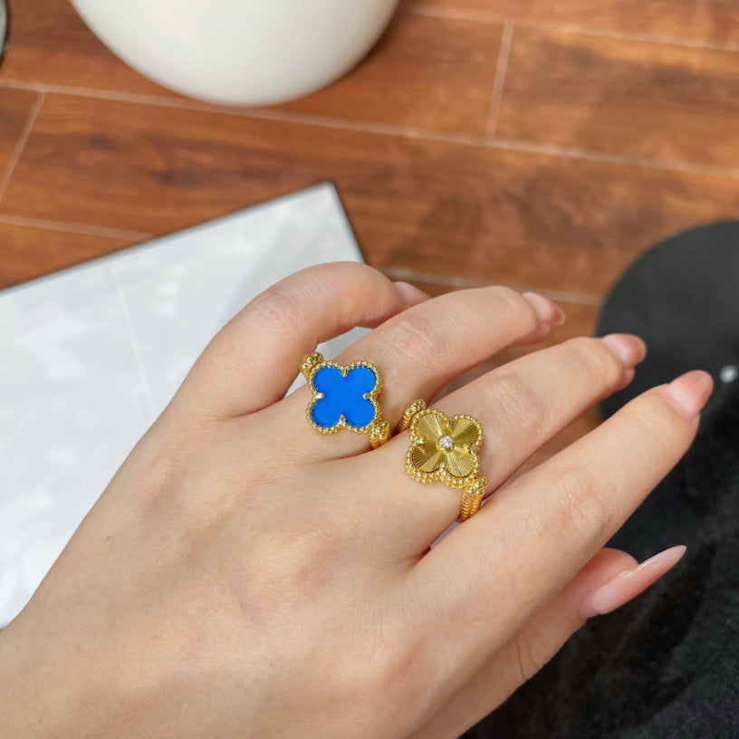 [Kincade Jewelrys]CLOVER RIVERSIBLE BLUE AGATE RING