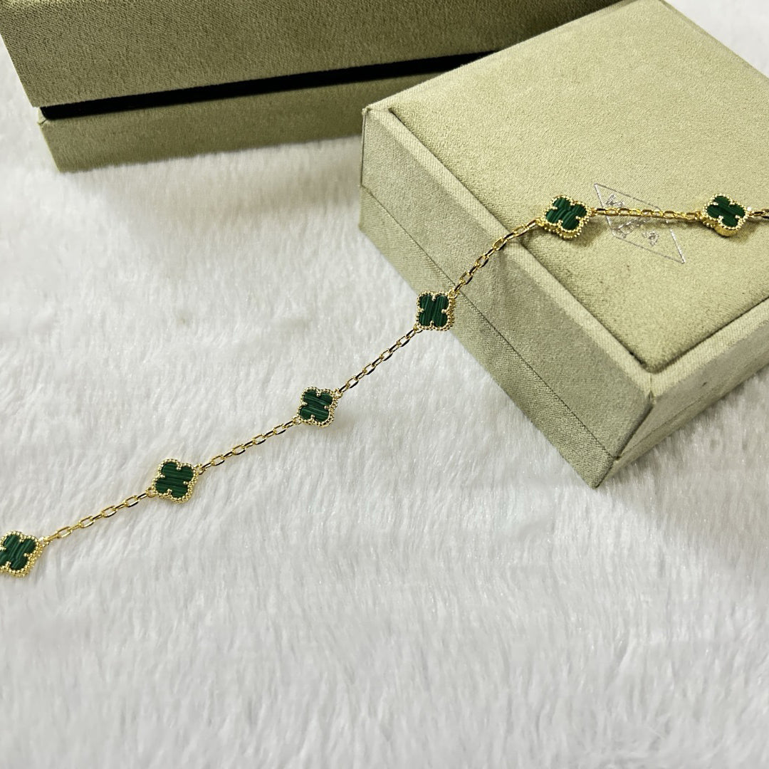 [Kincade Jewelrys]CLOVER 6 MOTIF MALACHITE BRACELET