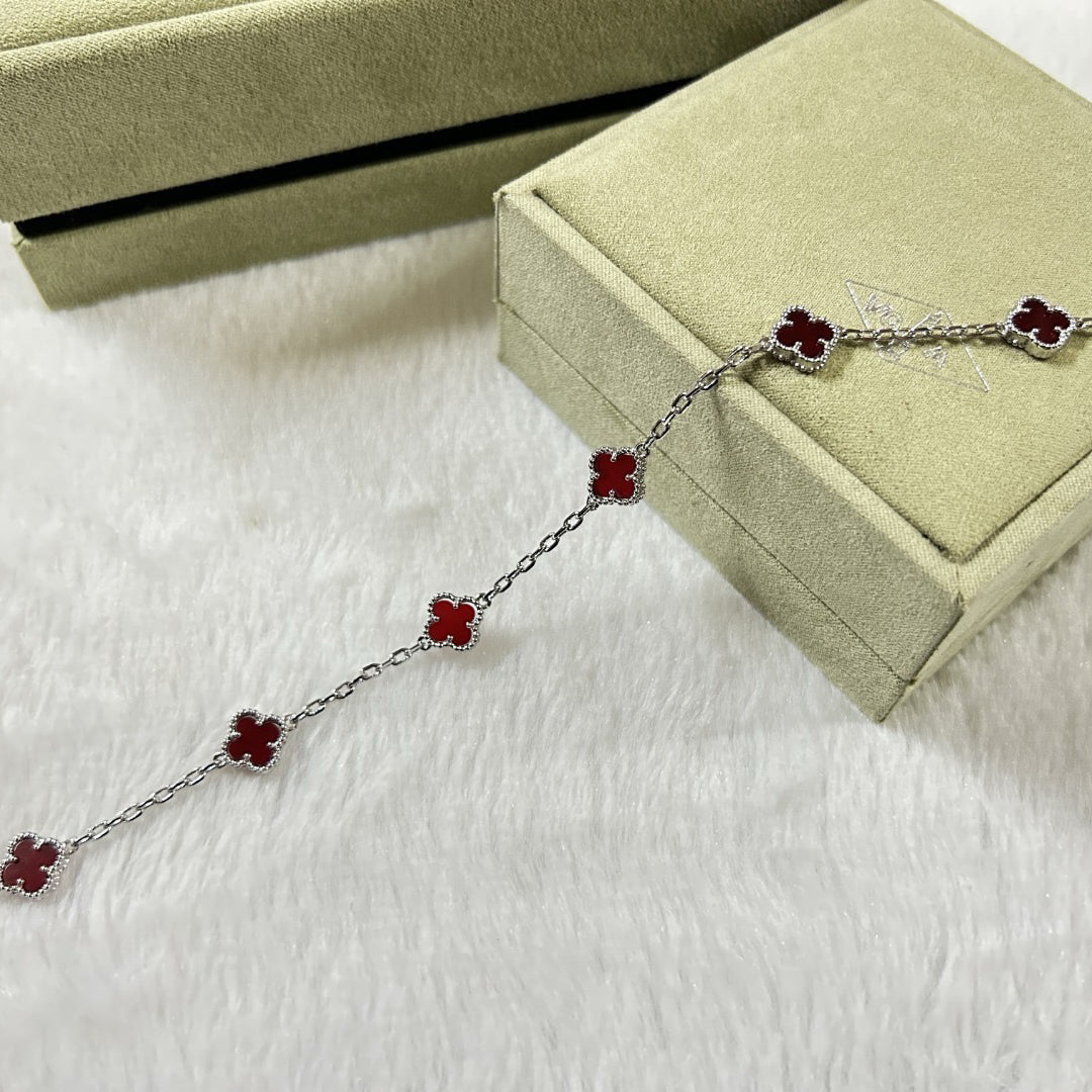 [Kincade Jewelrys]CLOVER 6 MOTIF RED AGATE BRACELET