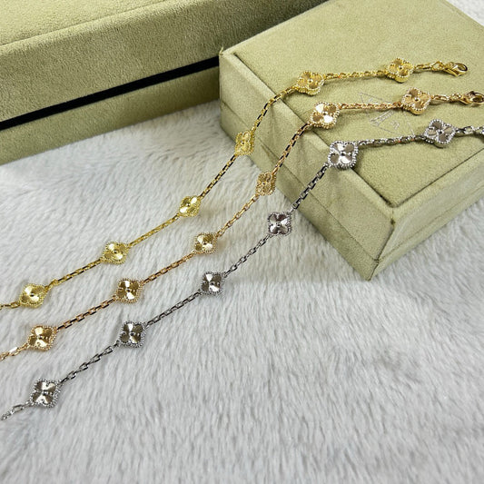 [Kincade Jewelrys]CLOVER 6 MOTIF DIAMOND BRACELET