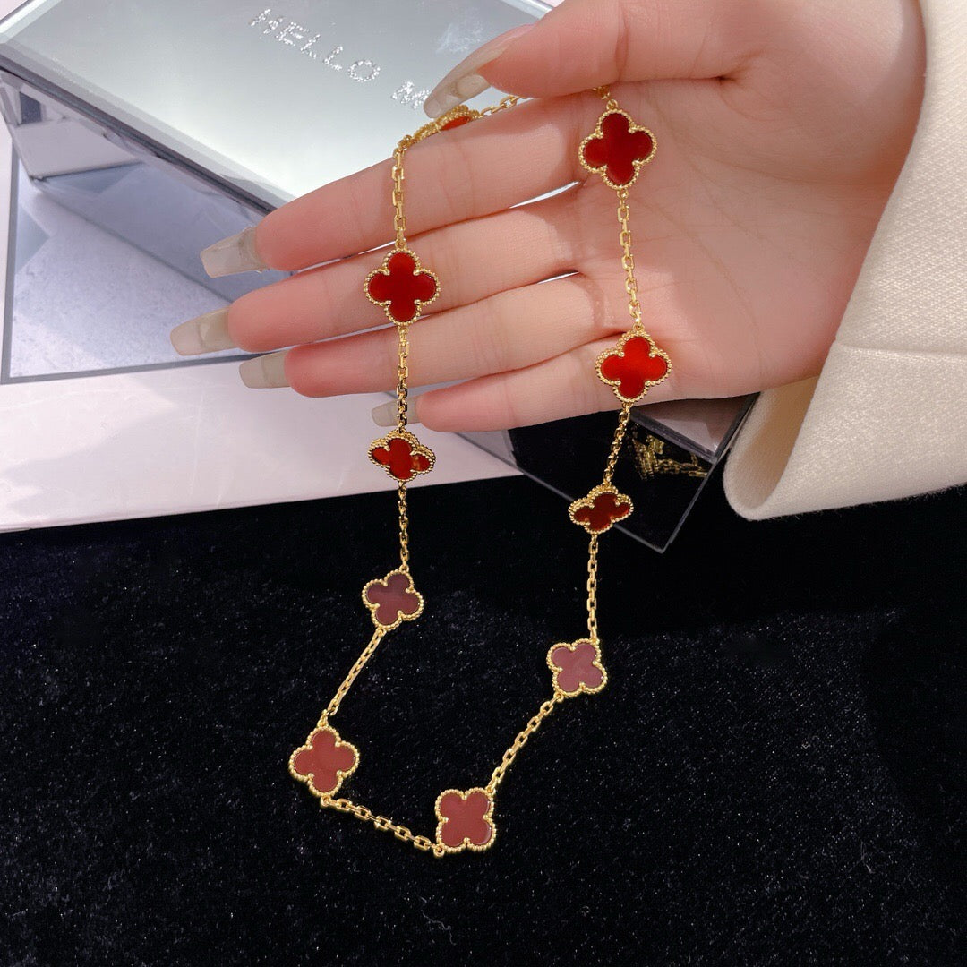 [Kincade Jewelrys]CLOVERS THE  10-MOTIFS CARNELIAN NECKLACE