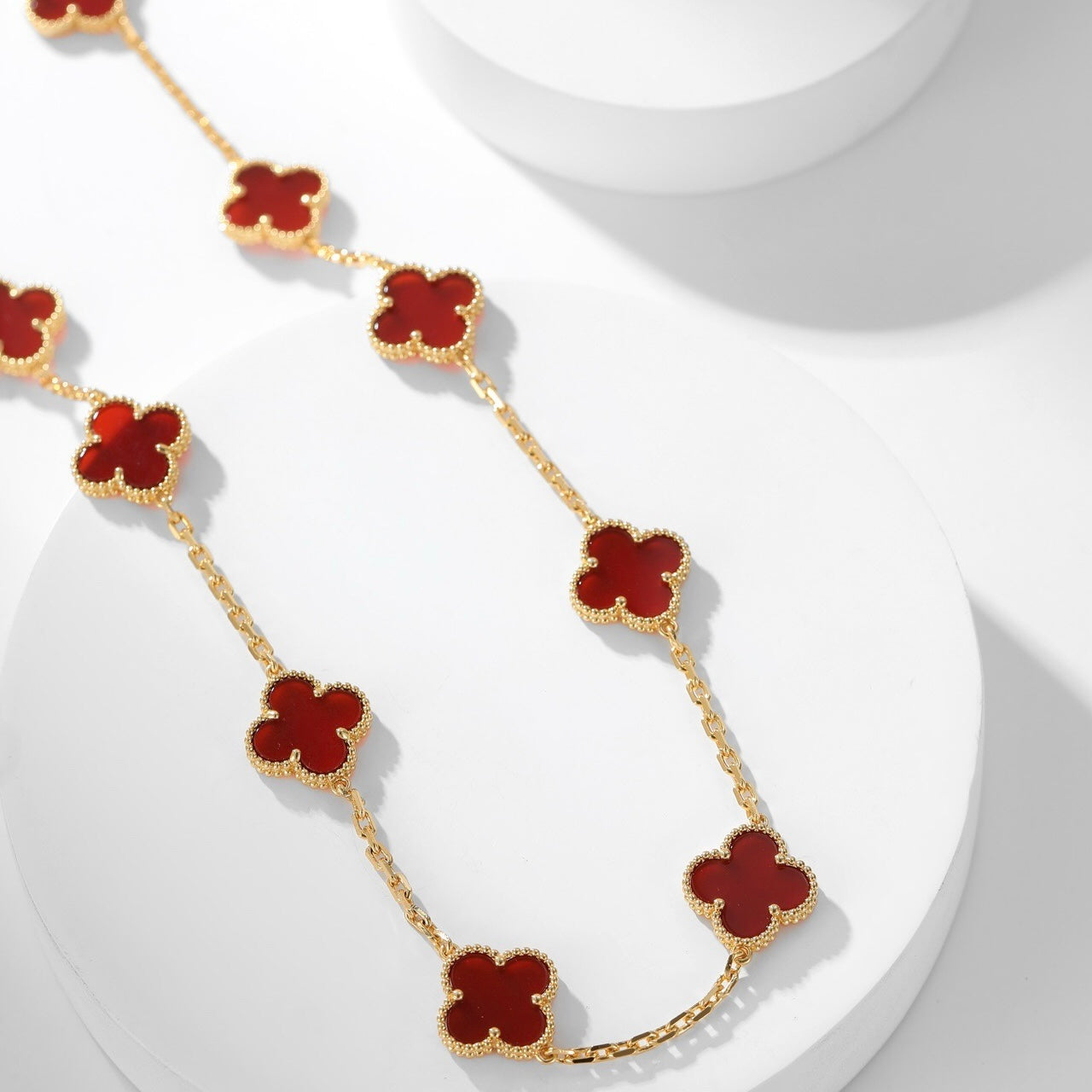 [Kincade Jewelrys]CLOVERS THE  10-MOTIFS CARNELIAN NECKLACE
