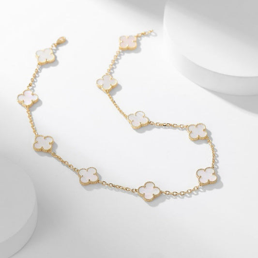 [Kincade Jewelrys]CLOVERS THE 10-MOTIFS WHITE MOTHER OF PEARL NECKLACE