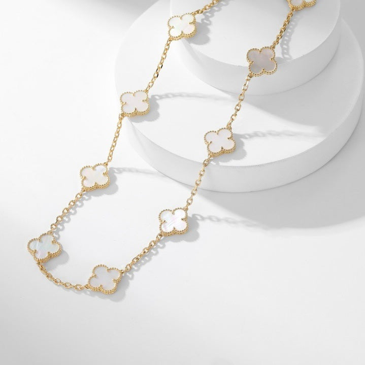 [Kincade Jewelrys]CLOVERS THE 10-MOTIFS WHITE MOTHER OF PEARL NECKLACE