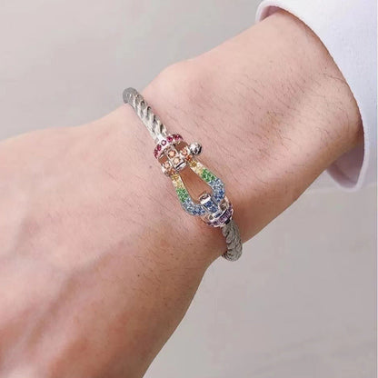 [Kincade Jewelrys]FORCE LARGE HORSESHOE  COLORED DIAMOND BRACELET ROSE GOLD
