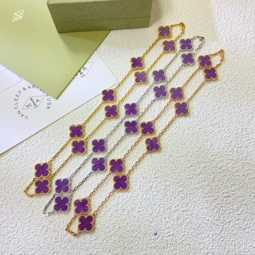 [Kincade Jewelrys]CLOVER 10 MOTIFS  PURPLE VIOLET  NECKLACE