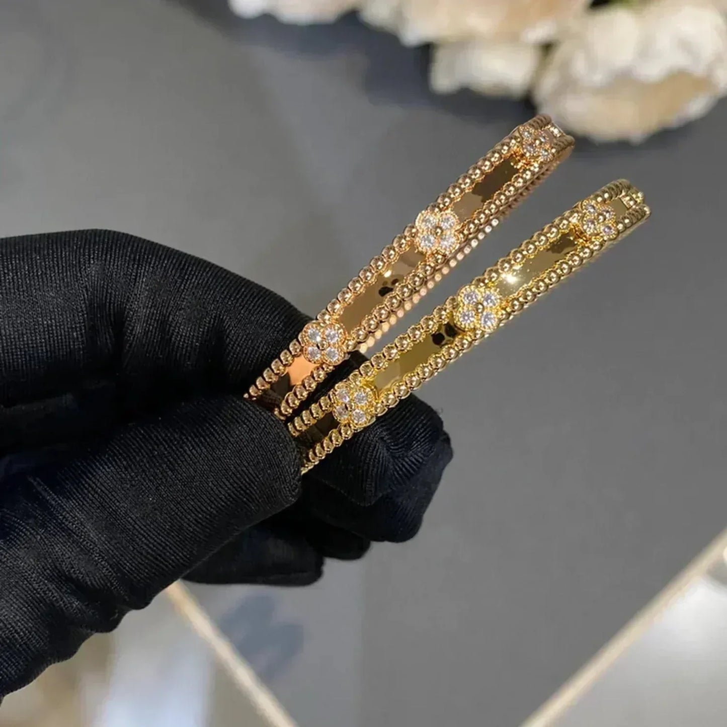 [Kincade Jewelrys]CLOVER BRACELET 4MM DIAMONDS