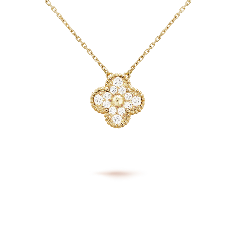[Kincade Jewelrys]CLOVER 15MM DIAMOND SINGLE FLOWER NECKLACE