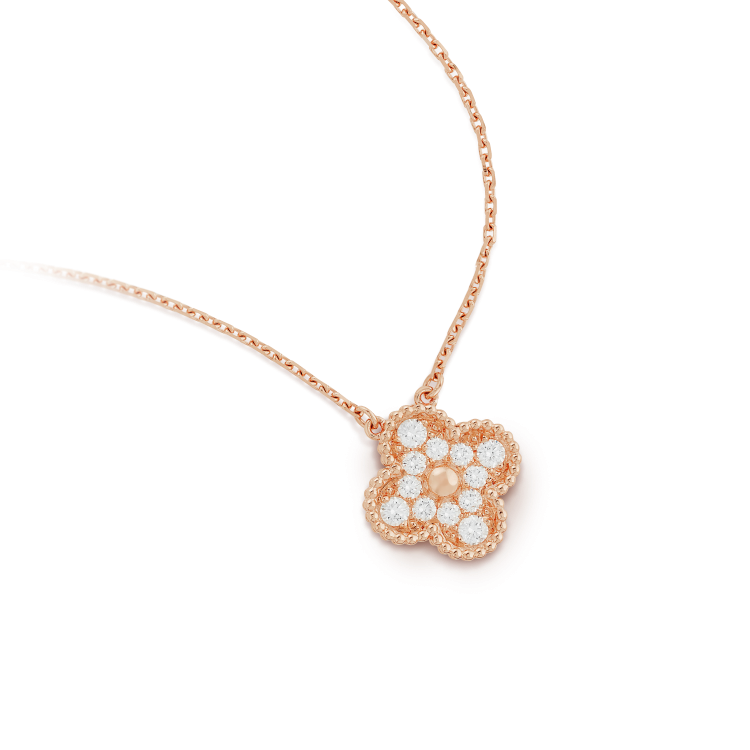 [Kincade Jewelrys]CLOVER 15MM DIAMOND SINGLE FLOWER NECKLACE