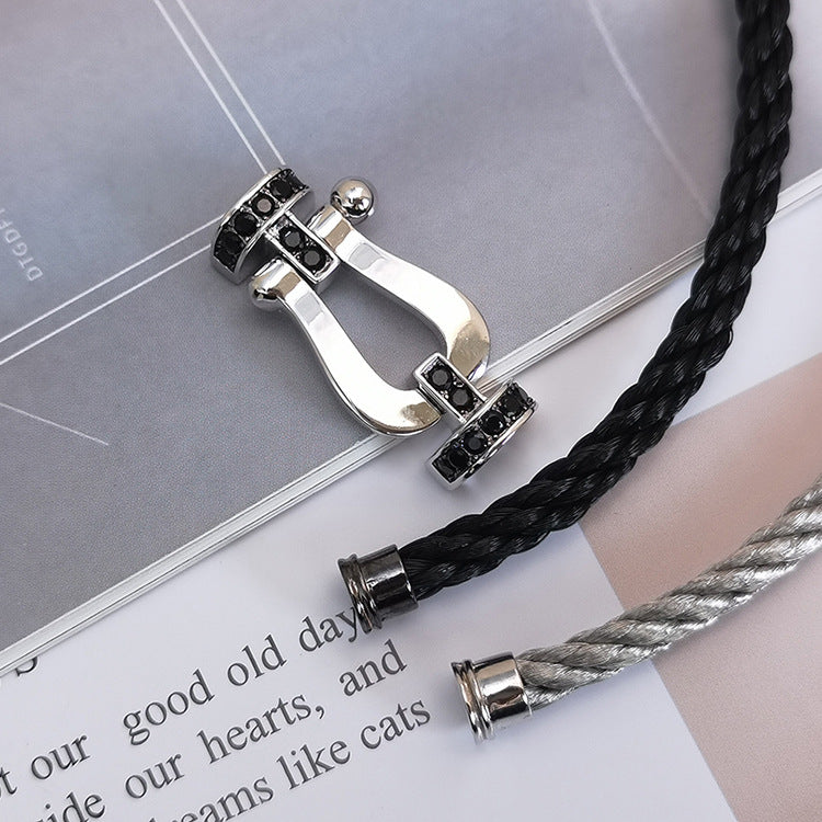 [Kincade Jewelrys]FORCE LARGE HORSESHOE BLACK DIAMOND BRACELET SILVER