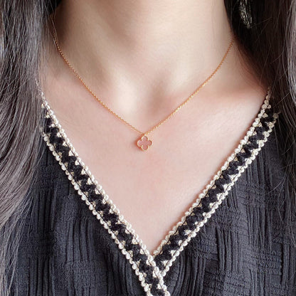 [Kincade Jewelrys]CLOVER 15MM PINK MOTHER-OF-PEARL SINGLE FLOWER NECKLACE