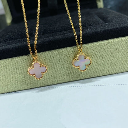 [Kincade Jewelrys]CLOVER 15MM PINK MOTHER-OF-PEARL SINGLE FLOWER NECKLACE