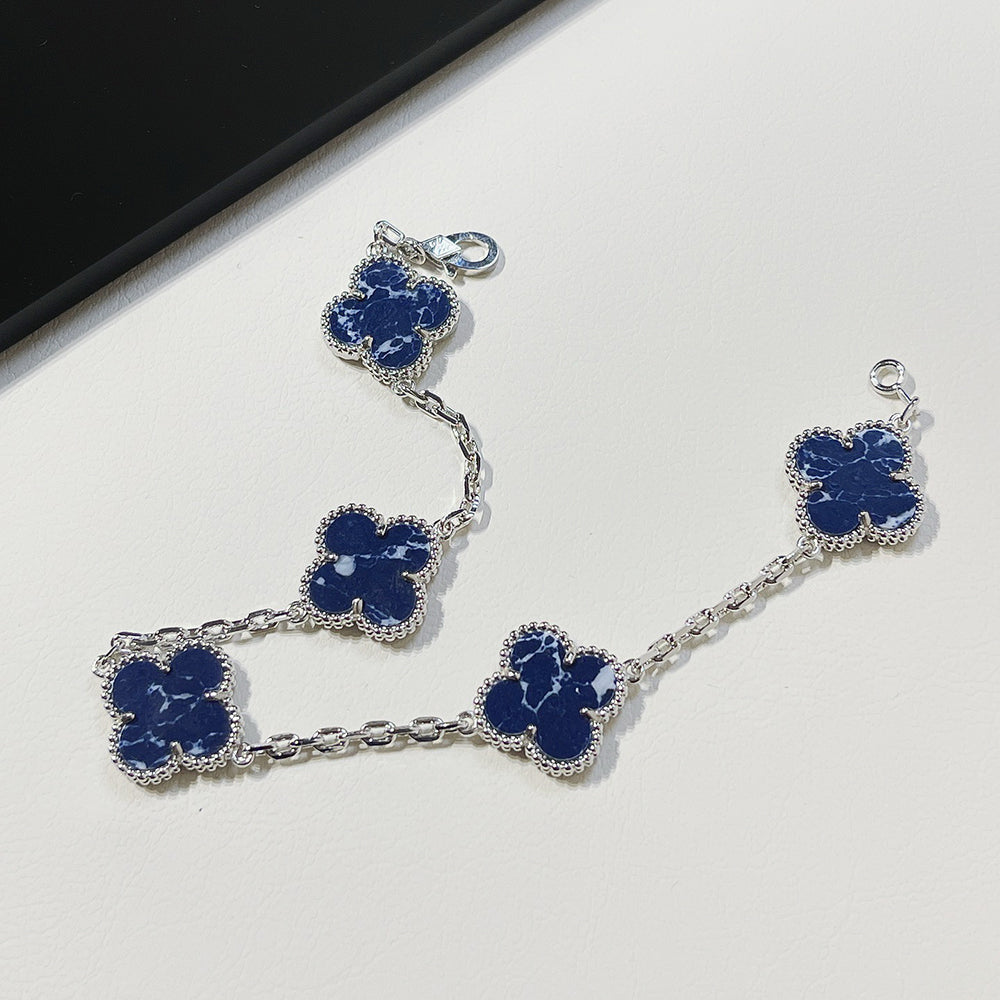 [Kincade Jewelrys]CLOVER 5 MOTIF PIETERSITE SILVER BRACELET