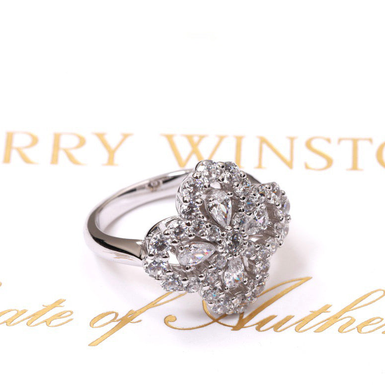 [Kincade Jewelrys]LOOP RING FULL MOTIF DIAMOND 16MM SILVE