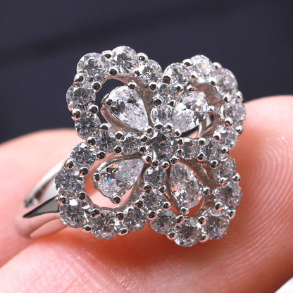 [Kincade Jewelrys]LOOP RING FULL MOTIF DIAMOND 16MM SILVE