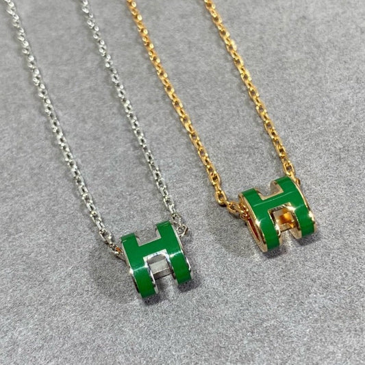 [Kincade Jewelrys]POP H GREEN NECKLACE SILVER AND GOLD