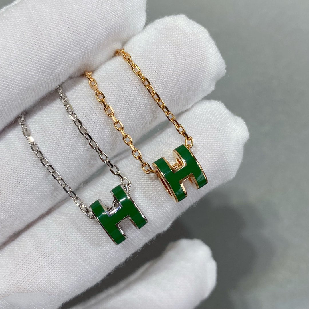[Kincade Jewelrys]POP H GREEN NECKLACE SILVER AND GOLD