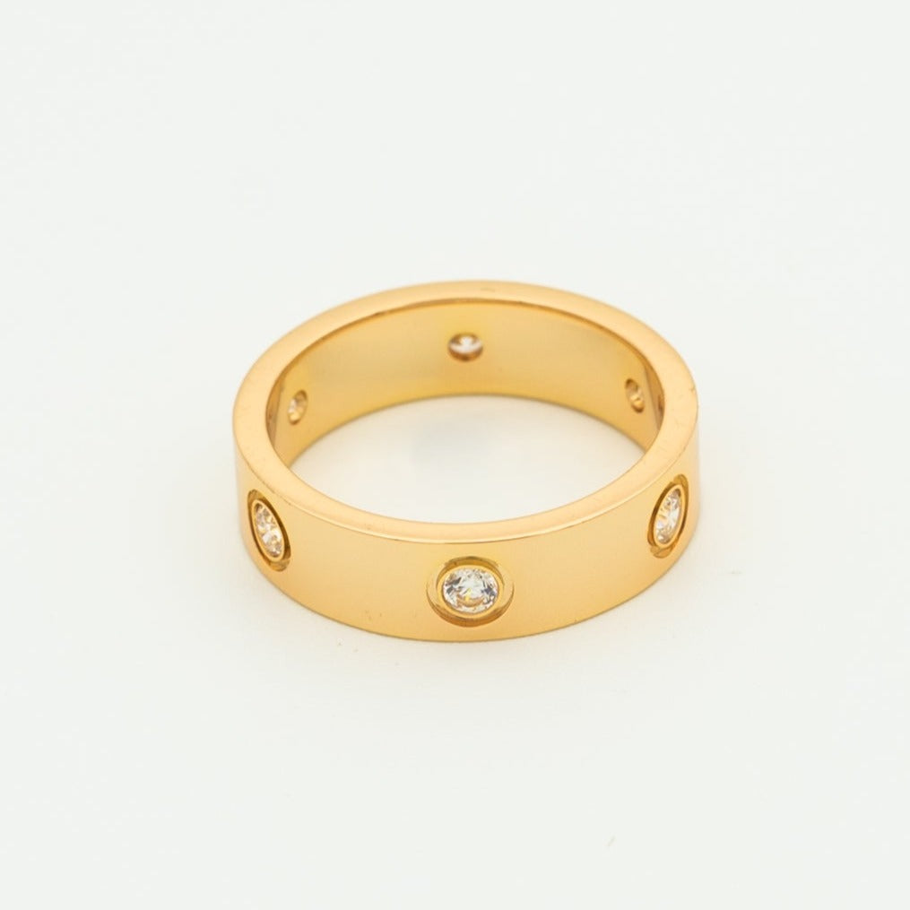 [Kincade Jewelrys]LOVE RING 5.5MM 6 DIAMONDS PINK GOLD