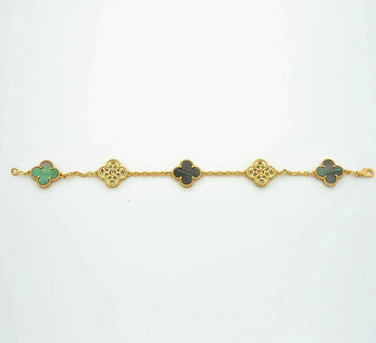 [Kincade Jewelrys]CLOVER 5 MOTIF GRAY MOP DIAMOND BRACELET