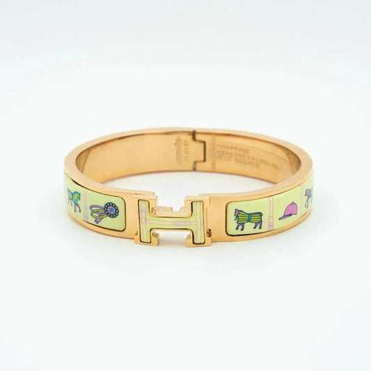 [Kincade Jewelrys]H PINK GOLD BRACELET CREAM CERAMIC
