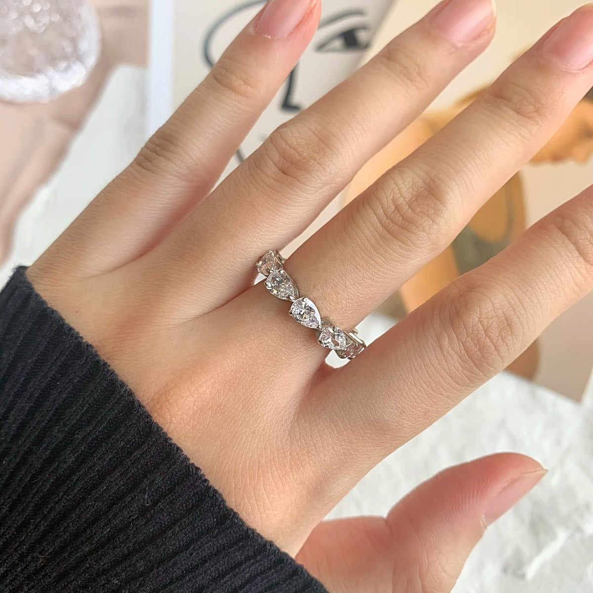 [Kincade Jewelrys]Exquisite Pear Cut Tennis Ring