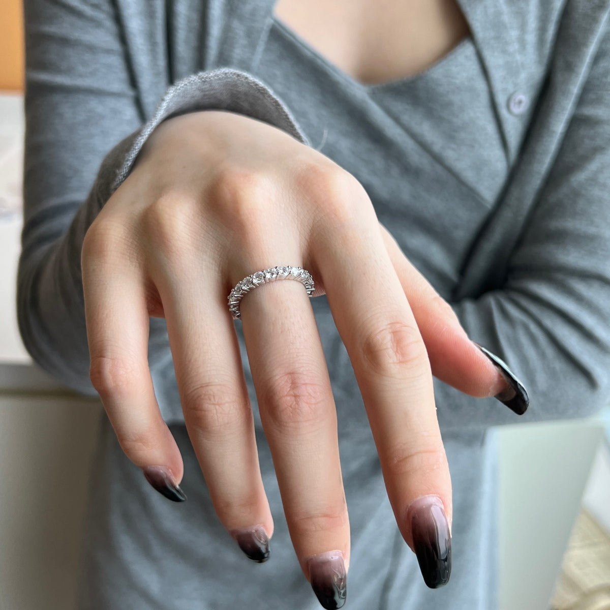[Kincade Jewelrys]Sparkling Round Cut Tennis Ring