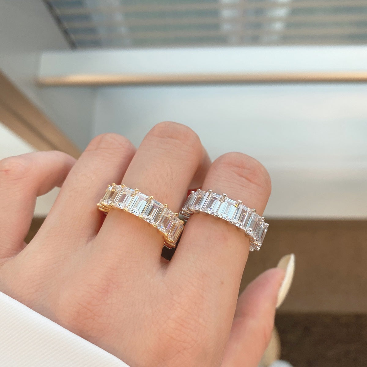 [Kincade Jewelrys]0.75 Carat Elegant Emerald Cut Tennis Ring