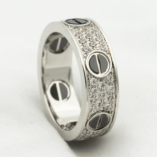 [Kincade Jewelrys]LOVE RING 5.5MM DIAMONDS PAVED CERAMIC