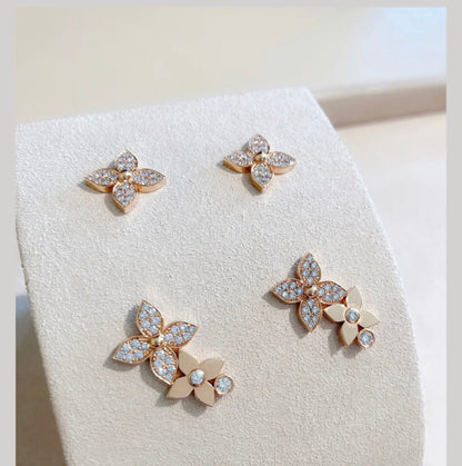 [Kincade Jewelrys]STAR BLOSSOM STUD EARRINGS PINK GOLD DIAMONDS