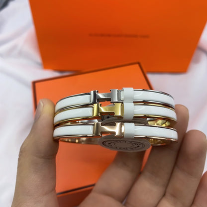 [Kincade Jewelrys]CLASSIC HM CLIC WHITE 8MM ENAMEL BRACELET