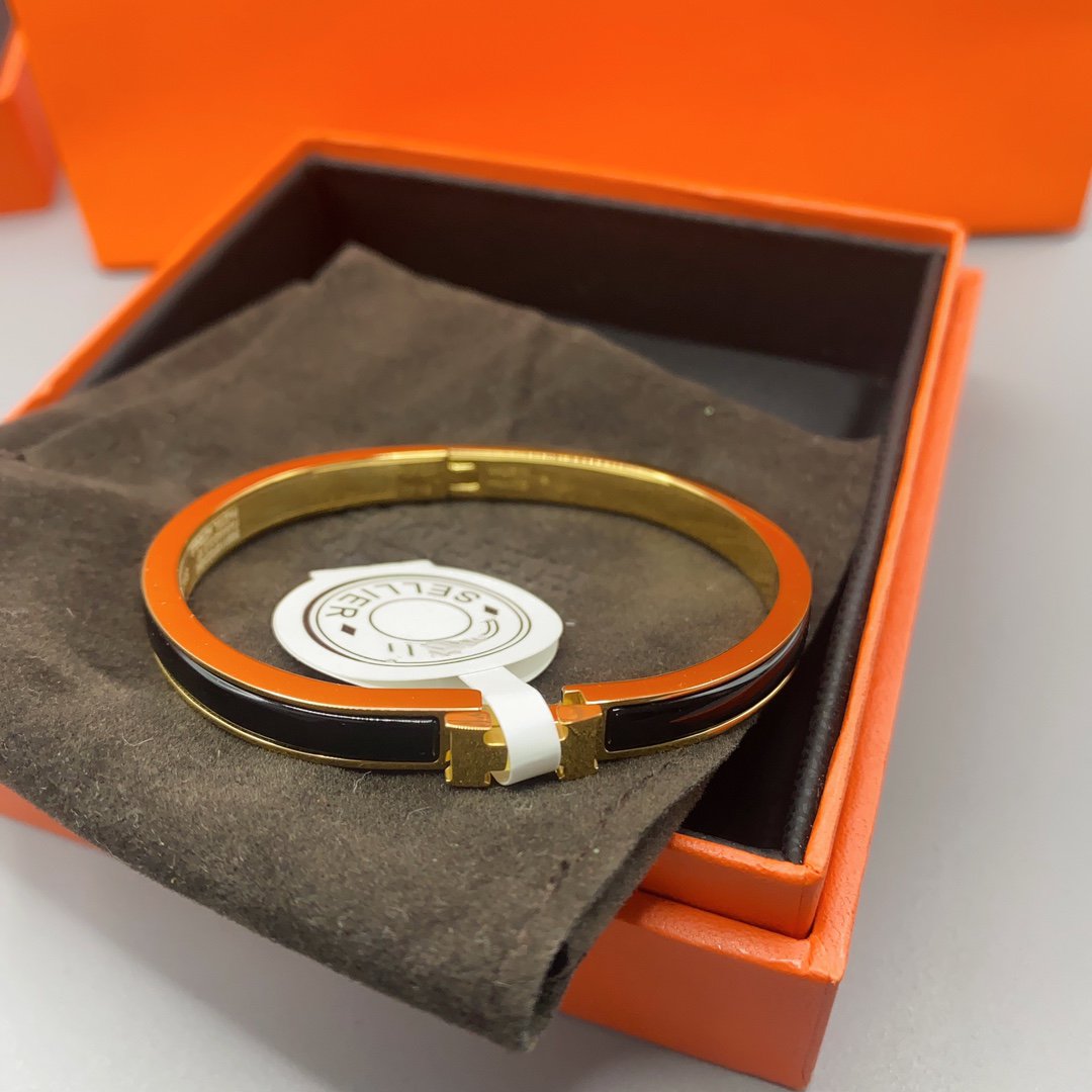 [Kincade Jewelrys]CLASSIC HM CLIC BLACK 8MM ENAMEL BRACELET