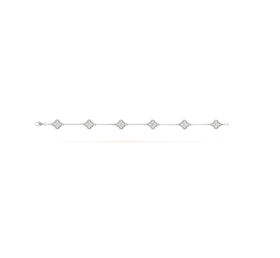 [Kincade Jewelrys]CLOVER 6 MOTIF SILVER DIAMOND BRACELET