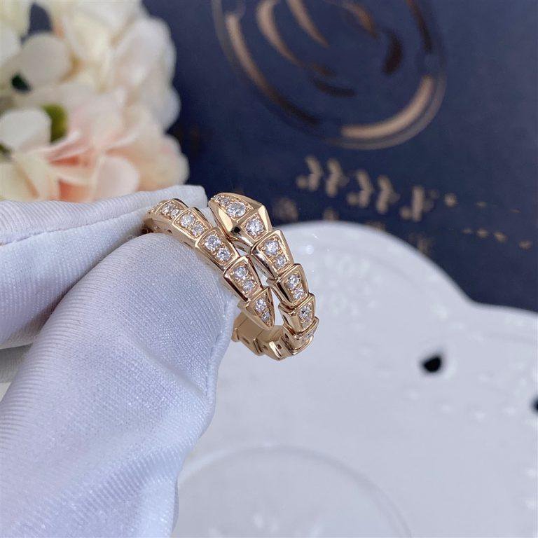 [Kincade Jewelrys]SERPENTI RING PINK GOLD DIAMOND PAVED 4MM